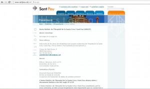 Web del archivo histórico del Hospital de la Santa Creu i Sant Pau